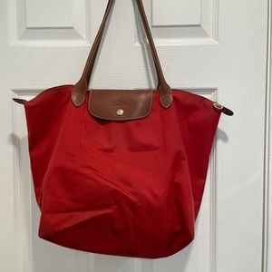 Red Longchamp Le Pliage Large Nylon Shoulder bag